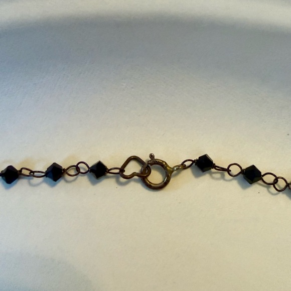 NWOT Sasha Samuel Black crystal Beaded Rosary Necklace with Quartz Pendant - Picture 4 of 4